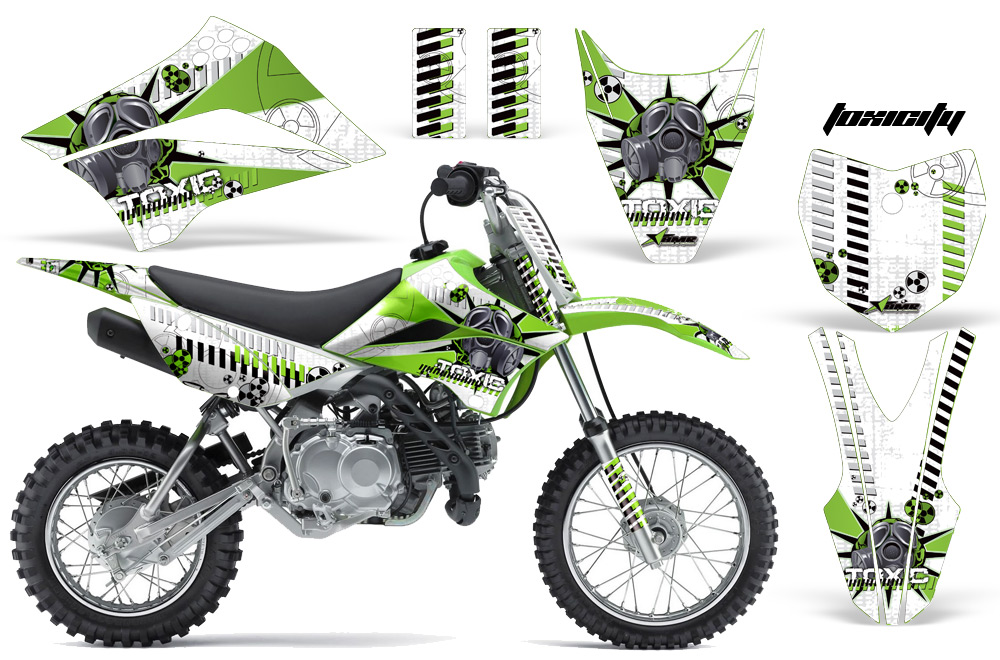 Kawasaki KLX 110L 10-11 NP Graphic Kit TOXICITY GREEN WHITEBG